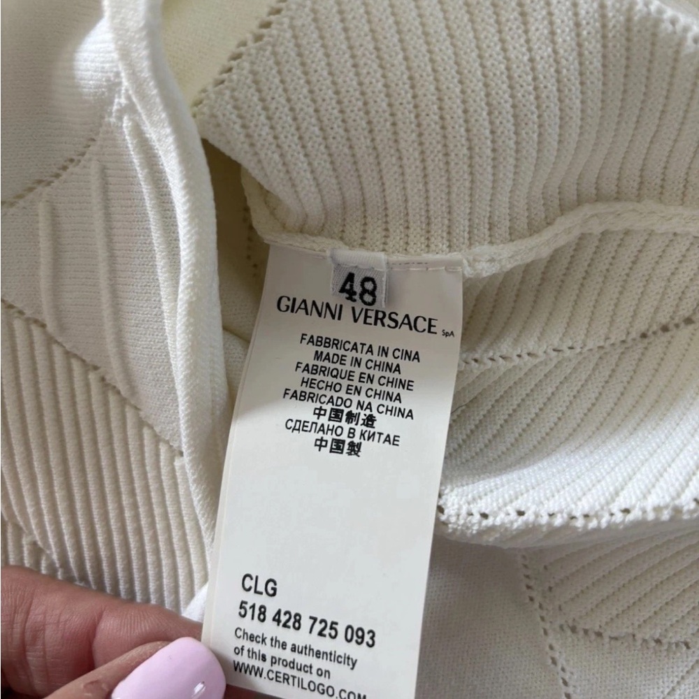 Versace Collection ivory zigzag poly textured 3/4 Slv sweater women size 46/US10 - Picture 5 of 6